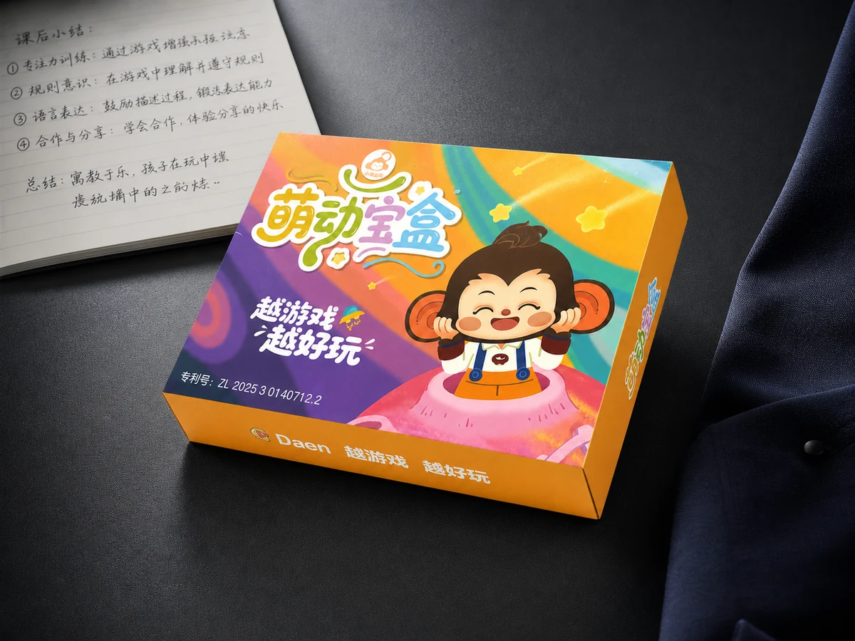 萌动宝盒与课堂笔记摆在桌面上