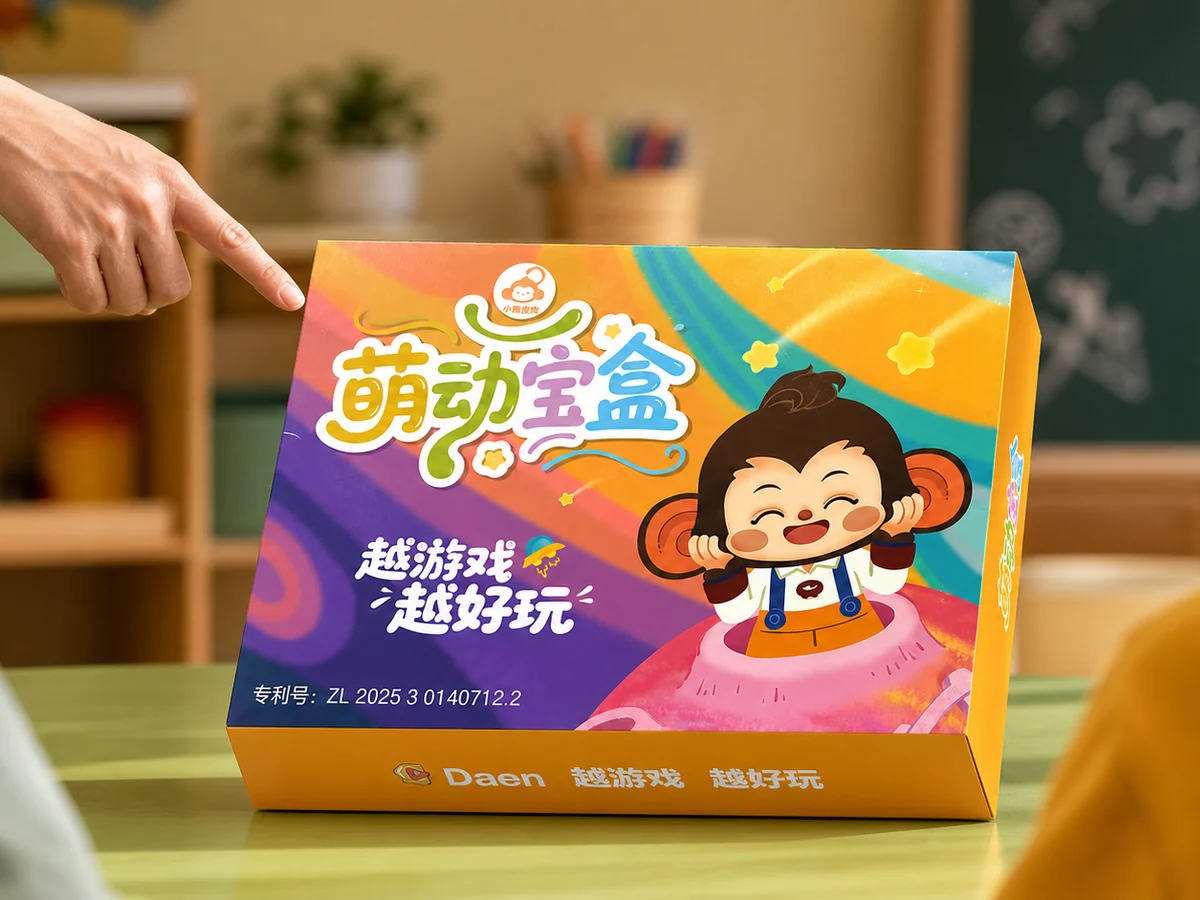 老师在课堂中向孩子展示萌动宝盒