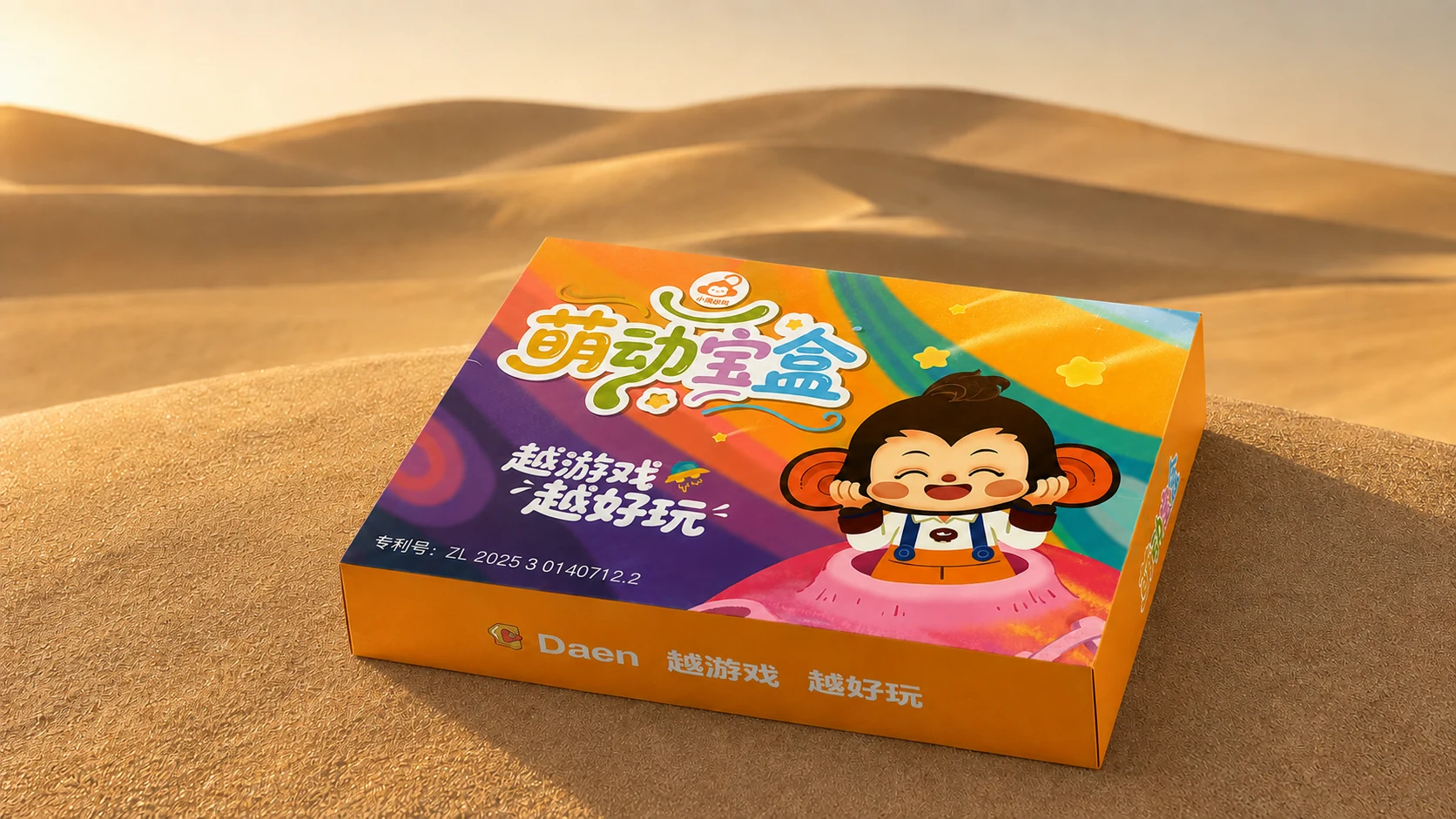 萌动宝盒在金色沙丘中的场景陈列